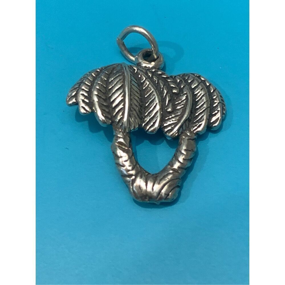 Palm Tree with Double Trunks Sterling Silver Jewelry Charm #beach #plants